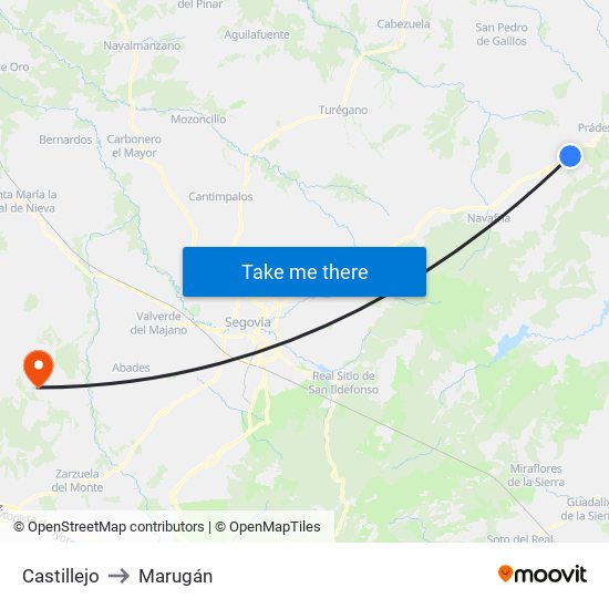 Castillejo to Marugán map