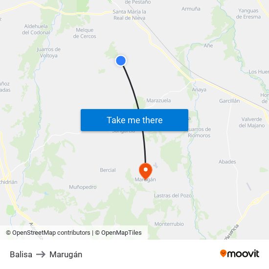 Balisa to Marugán map