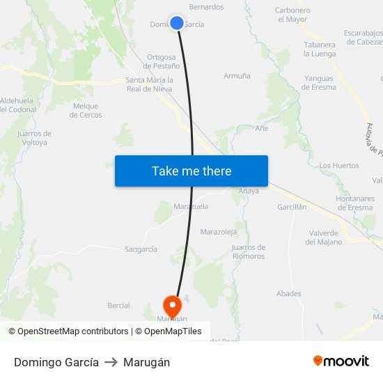 Domingo García to Marugán map