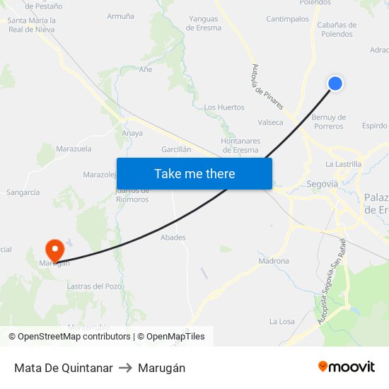 Mata De Quintanar to Marugán map