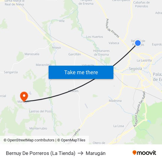 Bernuy De Porreros (La Tienda) to Marugán map