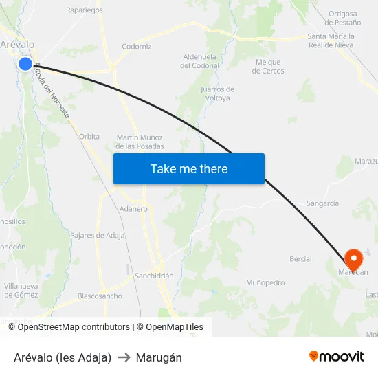 Arévalo (Ies Adaja) to Marugán map