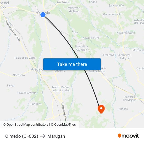 Olmedo (Cl-602) to Marugán map