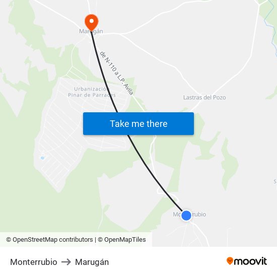 Monterrubio to Marugán map