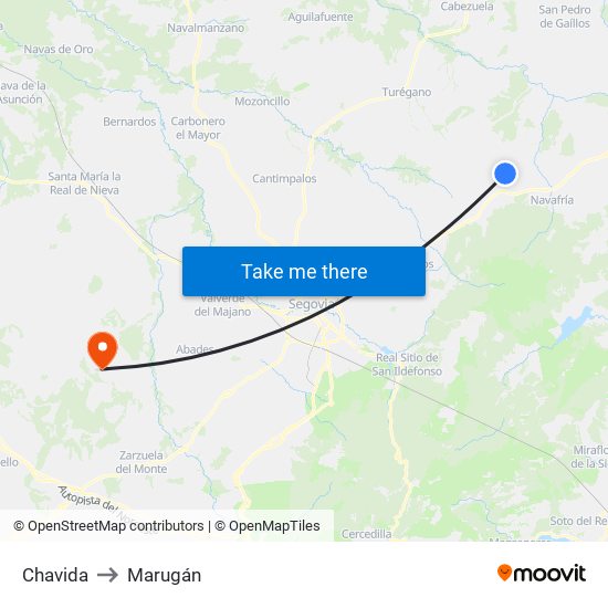 Chavida to Marugán map