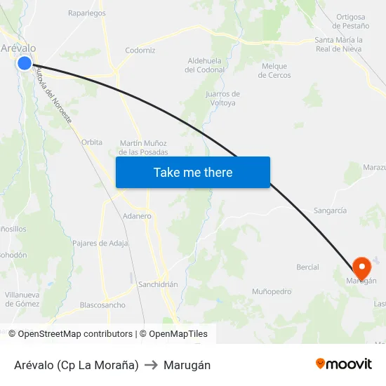 Arévalo (Cp La Moraña) to Marugán map