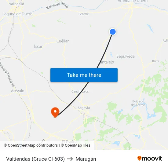 Valtiendas (Cruce Cl-603) to Marugán map