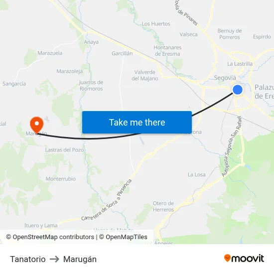 Tanatorio to Marugán map