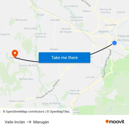 Valle Inclán to Marugán map
