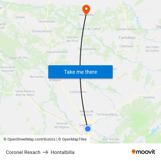 Coronel Rexach to Hontalbilla map