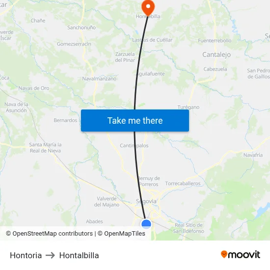 Hontoria to Hontalbilla map