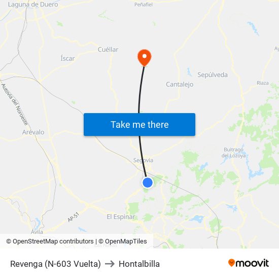Revenga (N-603 Vuelta) to Hontalbilla map