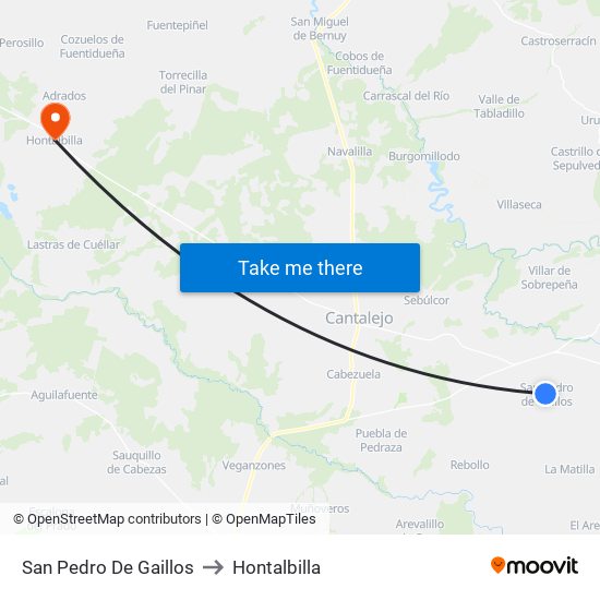 San Pedro De Gaillos to Hontalbilla map