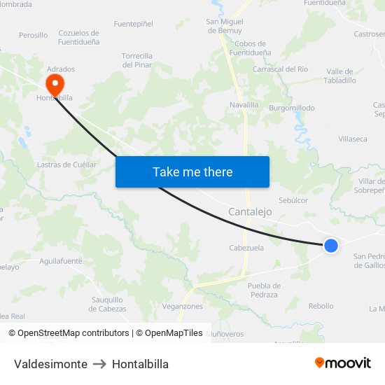 Valdesimonte to Hontalbilla map