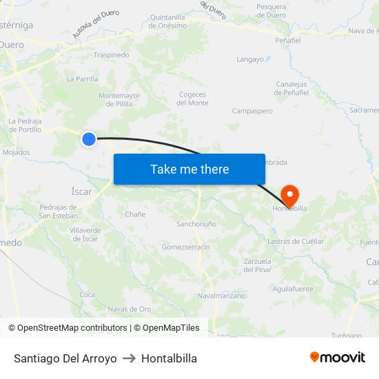 Santiago Del Arroyo to Hontalbilla map