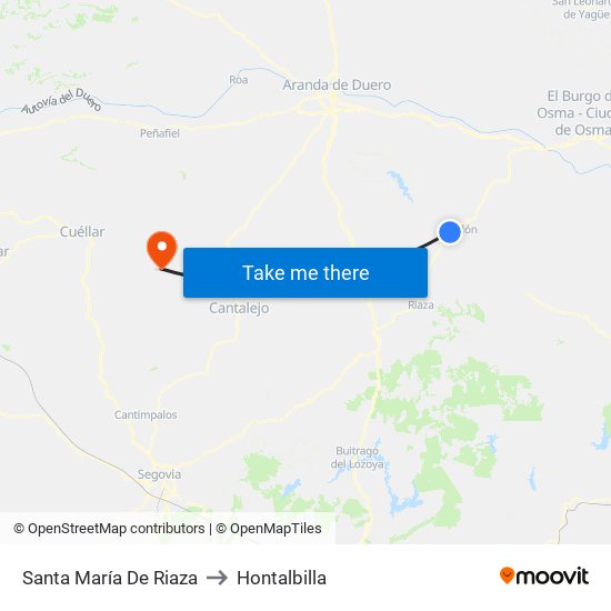 Santa María De Riaza to Hontalbilla map