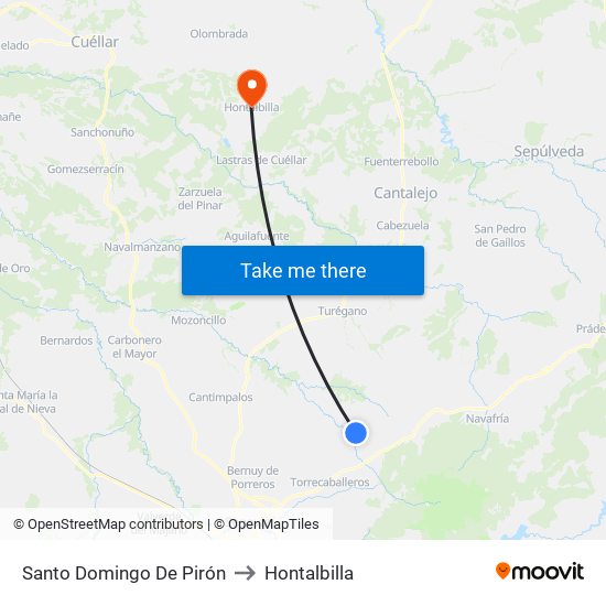 Santo Domingo De Pirón to Hontalbilla map