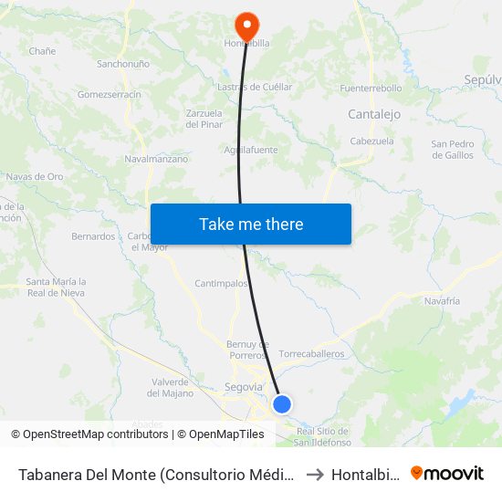 Tabanera Del Monte (Consultorio Médico) to Hontalbilla map