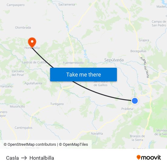 Casla to Hontalbilla map