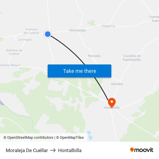 Moraleja De Cuéllar to Hontalbilla map