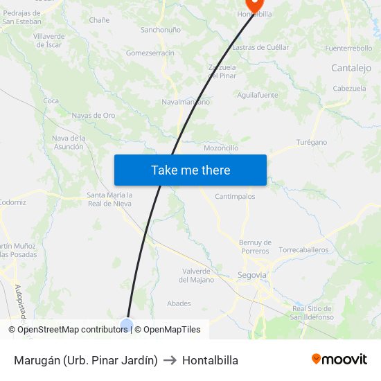 Marugán (Urb. Pinar Jardín) to Hontalbilla map