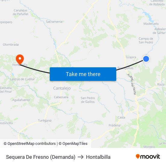 Sequera De Fresno (Demanda) to Hontalbilla map