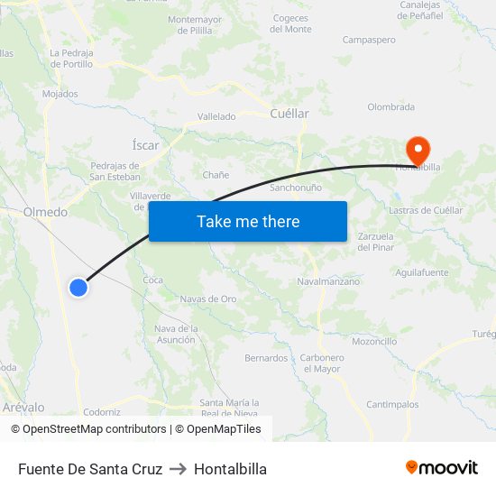 Fuente De Santa Cruz to Hontalbilla map