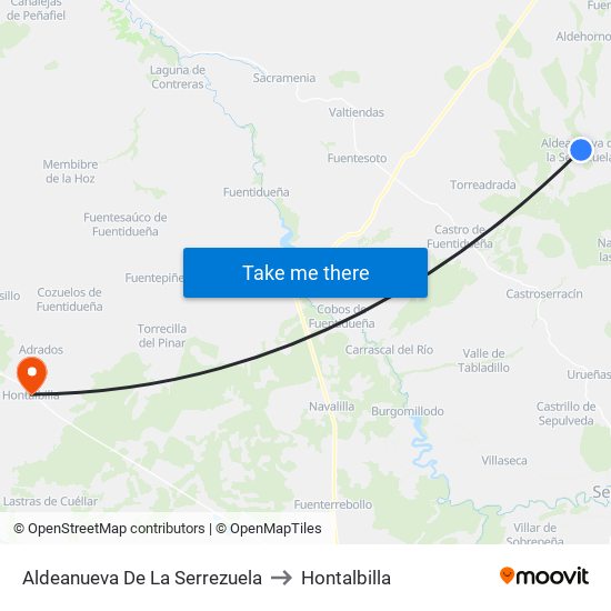 Aldeanueva De La Serrezuela to Hontalbilla map