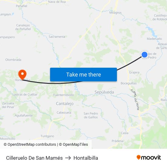 Cilleruelo De San Mamés to Hontalbilla map