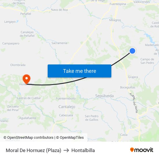 Moral De Hornuez (Plaza) to Hontalbilla map