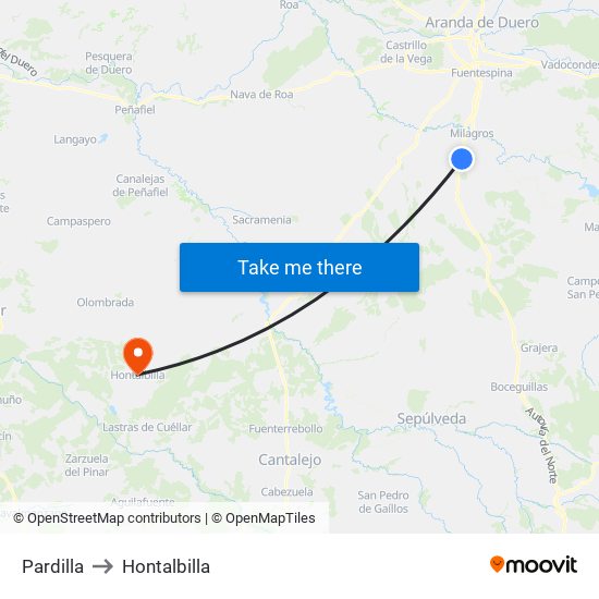 Pardilla to Hontalbilla map