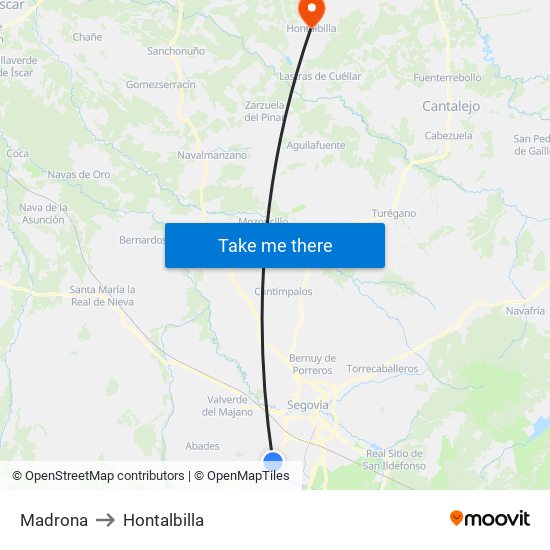 Madrona to Hontalbilla map