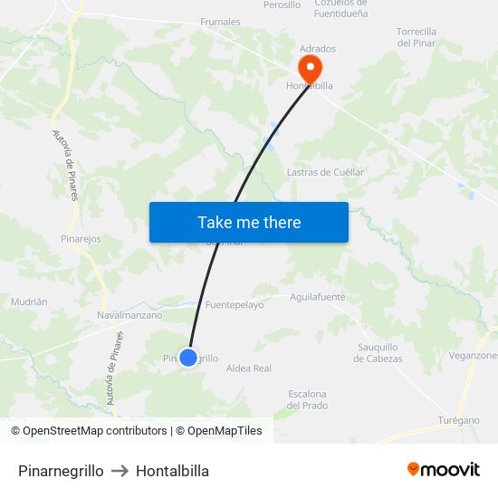 Pinarnegrillo to Hontalbilla map