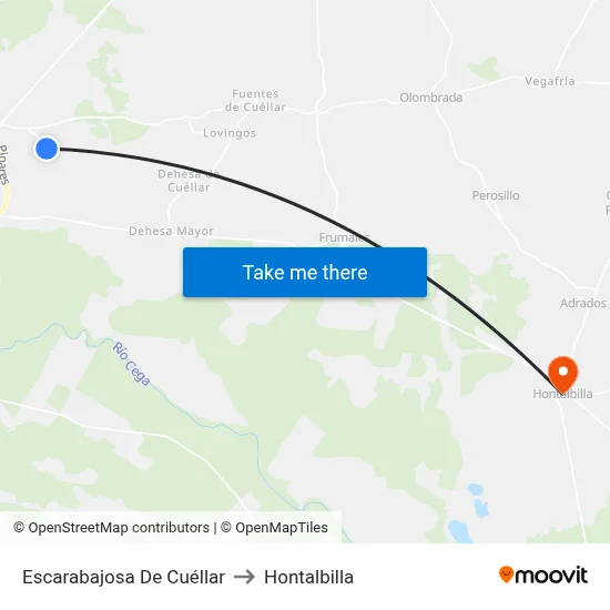 Escarabajosa De Cuéllar to Hontalbilla map