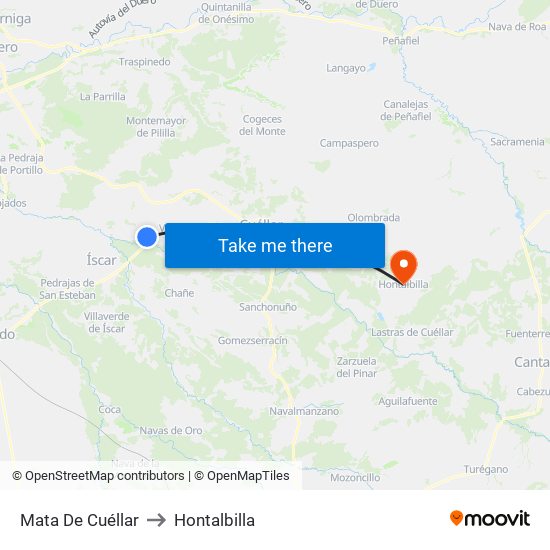 Mata De Cuéllar to Hontalbilla map