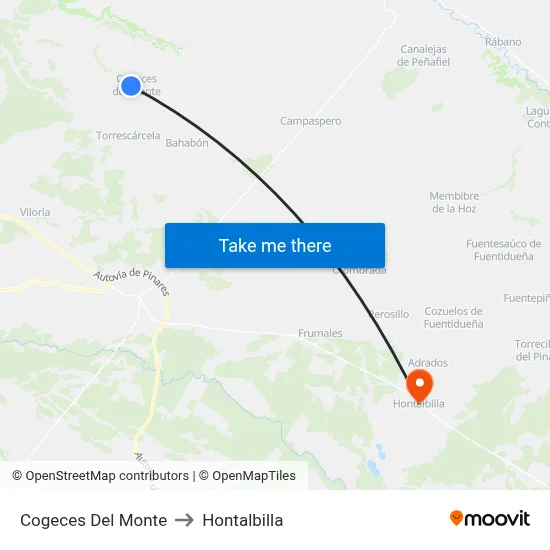 Cogeces Del Monte to Hontalbilla map