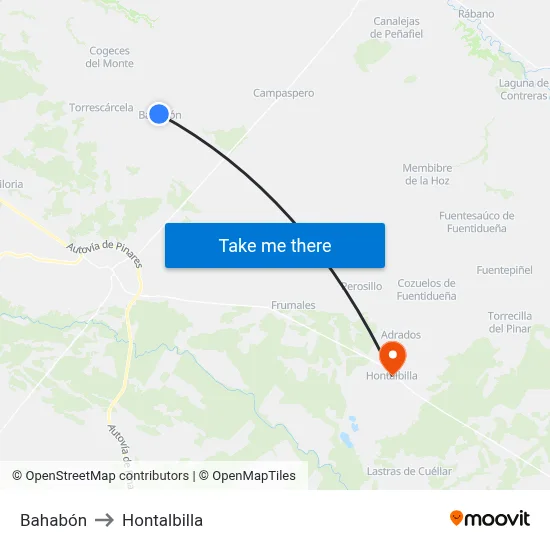 Bahabón to Hontalbilla map