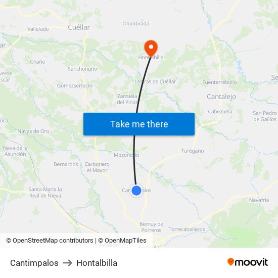 Cantimpalos to Hontalbilla map