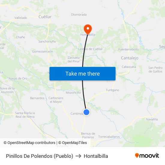 Pinillos De Polendos (Pueblo) to Hontalbilla map