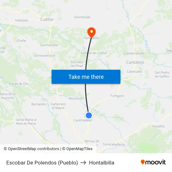 Escobar De Polendos (Pueblo) to Hontalbilla map