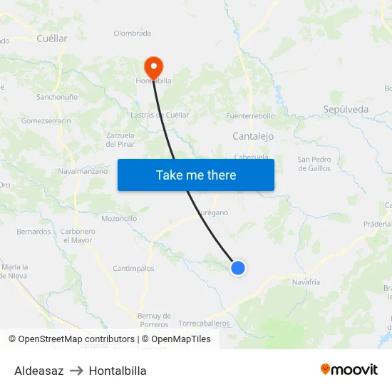 Aldeasaz to Hontalbilla map