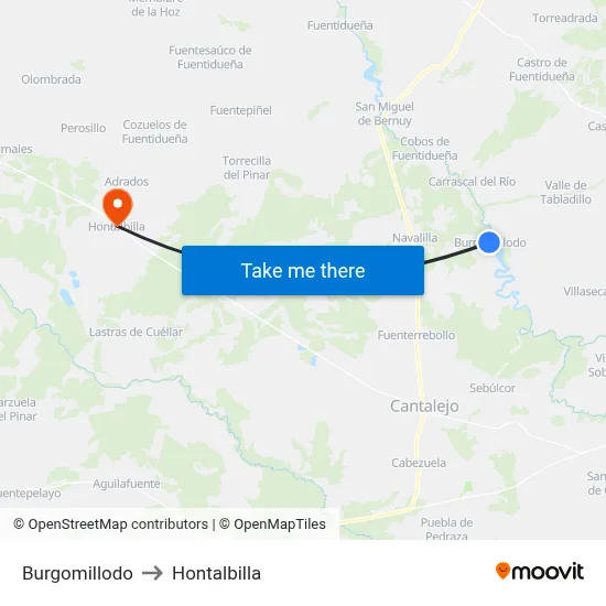 Burgomillodo to Hontalbilla map