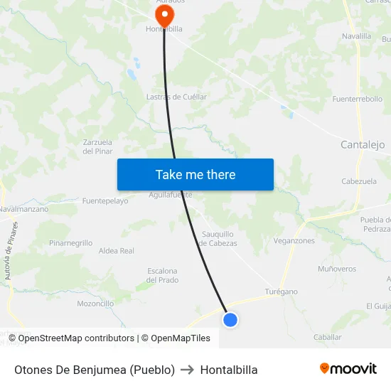 Otones De Benjumea (Pueblo) to Hontalbilla map