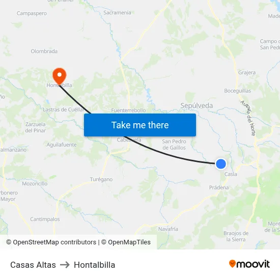 Casas Altas to Hontalbilla map