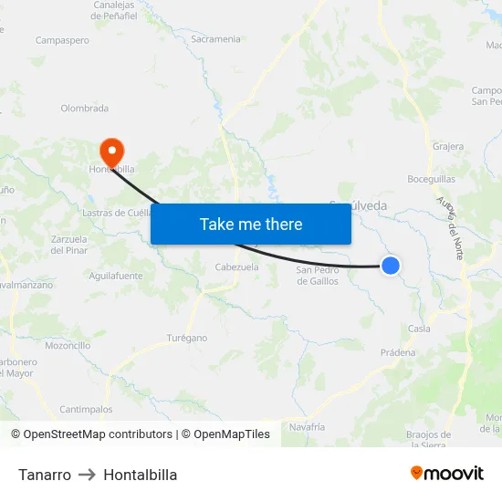Tanarro to Hontalbilla map
