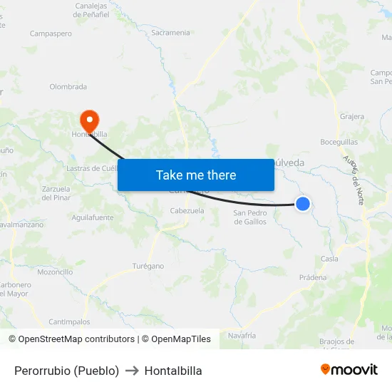 Perorrubio (Pueblo) to Hontalbilla map