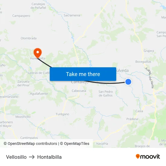 Vellosillo to Hontalbilla map