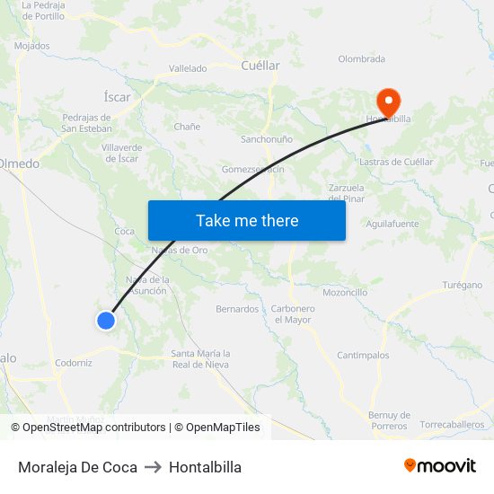 Moraleja De Coca to Hontalbilla map