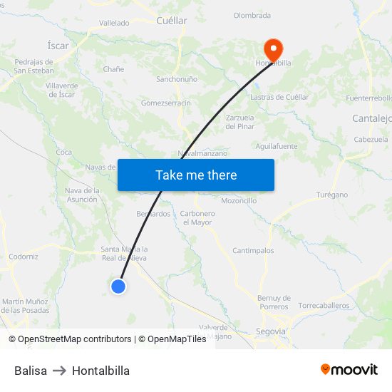 Balisa to Hontalbilla map