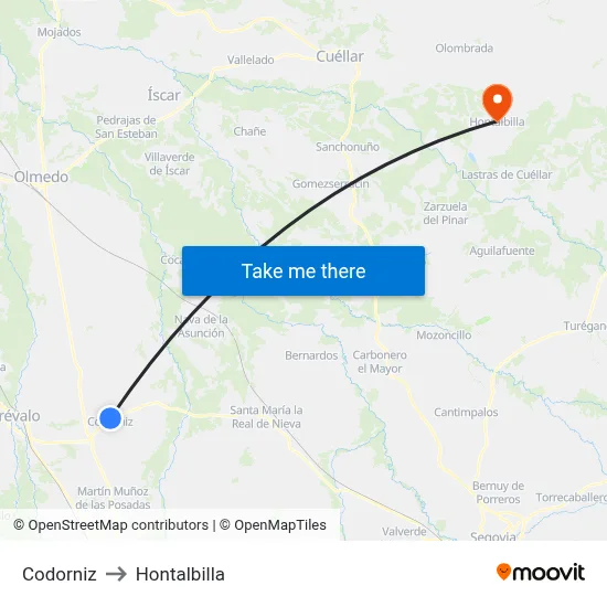 Codorniz to Hontalbilla map